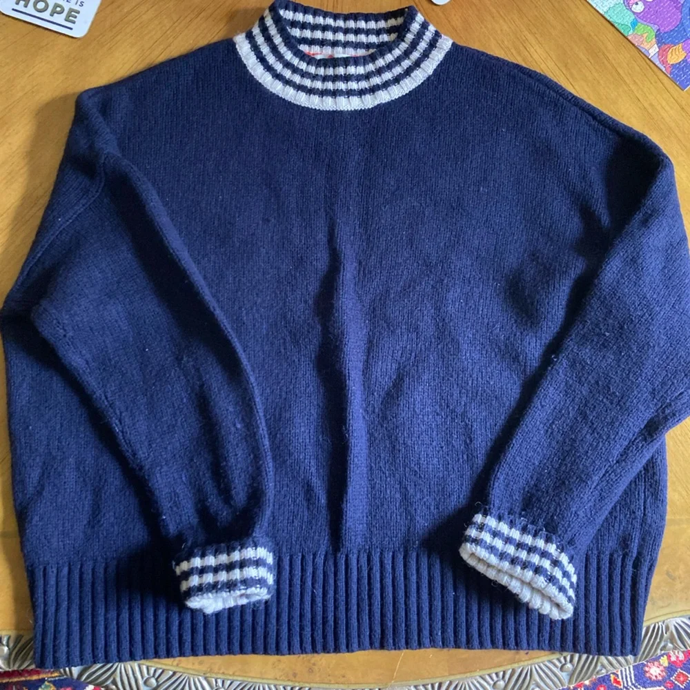 Boden Cozy Wool Mock Neck Navy Sweater - Picture 1 of 3
